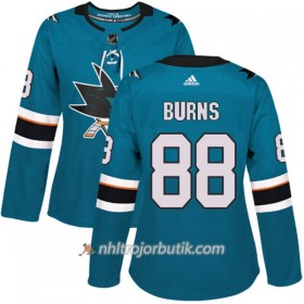 Dame Ishockey San Jose Sharks Tröja Brent Burns 88 Adidas 2017-2018 Teal Authentic